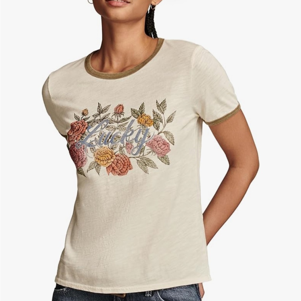 Lucky Brand Women's Tan Floral Tee
